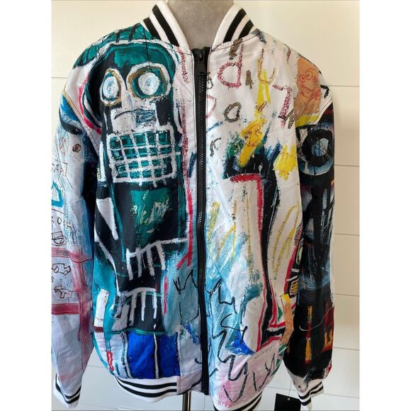 New Jean-Michel Basquiat Members Only Jacket Size Medium Bronze Graphics. - Picture 2 of 10